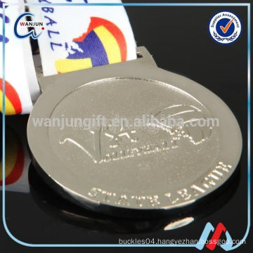 2016 hot soft enamel silver medal with ribbon drape